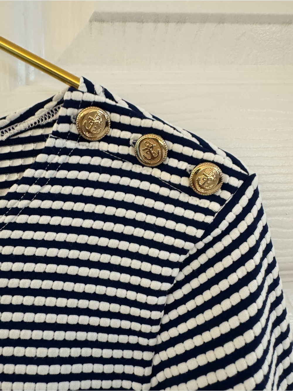 Melissa Odabash Agata Navy Stripe Long Sleeve Mini Dress L - Picture 5 of 15